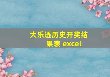 大乐透历史开奖结果表 excel